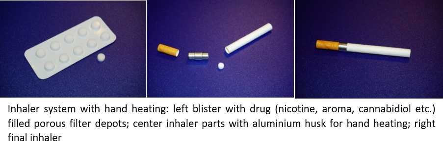 Development of an inhaler for medical purposes and nicotine