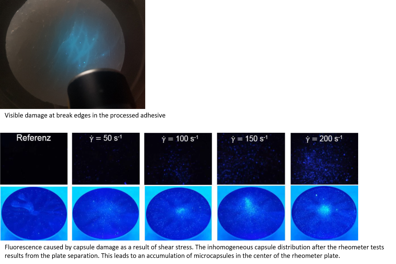 Production of indicator capsules for the breaking strength of glass adhesive joints